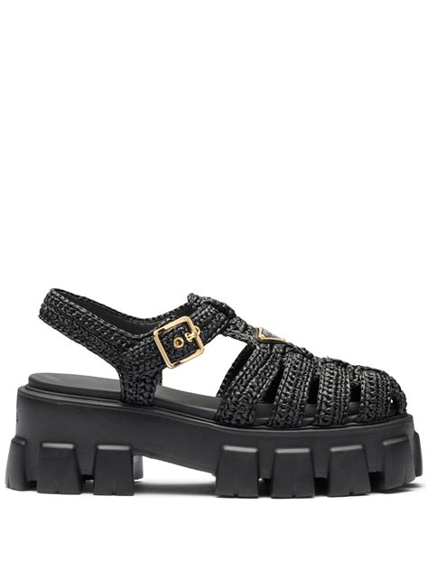 prada lug sole zip sandal|Prada Monolith Raffia Sandals .